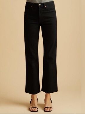 Khaite Vivian High Waist Crop Flare Jeans in Black size 30 ssense designer